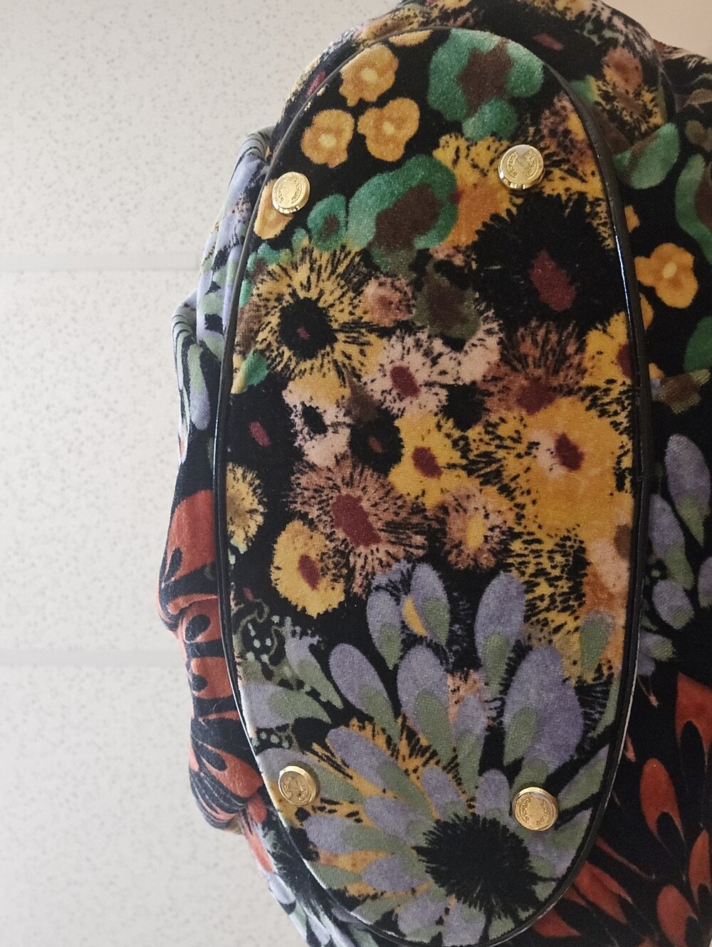 Talbots Floral Velvet Hobo Bag Black Gold Hardware - Picture 4 of 15